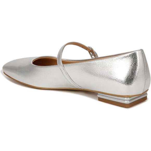 Franco Sarto Womens Silver Metallic Faux Leather Tinsley Mary Jane Ballet Flats - Picture 8 of 9